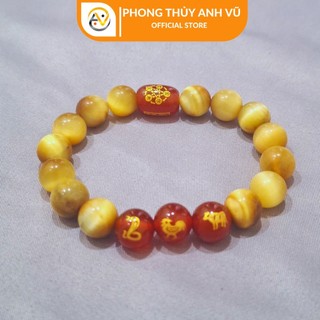 Vòng tỵ dậu sửu chất liệu mắt hổ vàng nâu - size 10 12ly - vòng tay may mắn tài lộc - Phong Thủy Anh Vũ