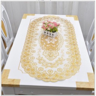Khăn Trải Bàn PVC, Khăn Trải Bàn Chống Thấm Nước Dập Ren nổi Hoa Nhiều Kích Thước