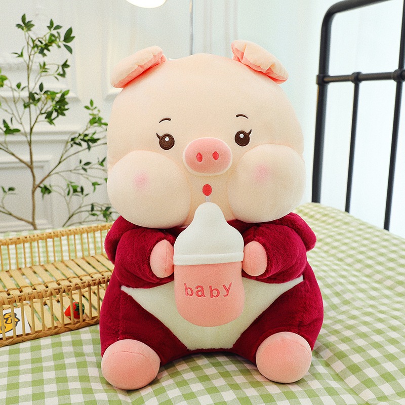 Lena Heo Lotso Ôm Bình Sữa, Thú nhồi bông heo bú bình lena dâu - Babi mama - G129