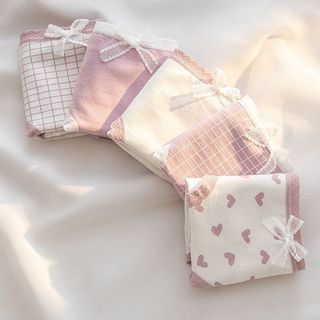 Quần lót nữ cotton kháng khuẩn khử mùi viền ren đính nơ gợi cảm dễ thương King Shop L-110