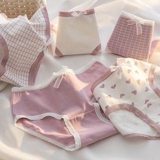 Quần lót nữ cotton kháng khuẩn khử mùi viền ren đính nơ gợi cảm dễ thương King Shop L-110