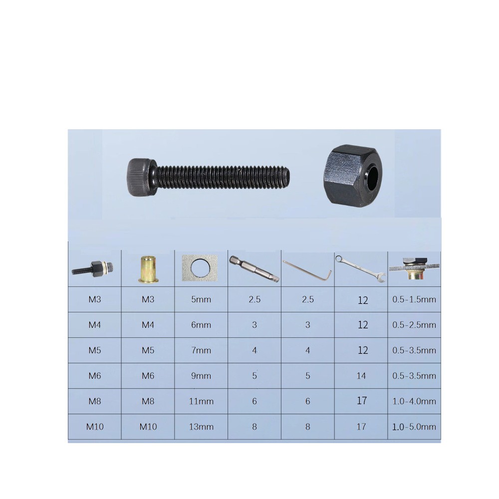 Đầu rút ốc tán bằng tay hoặc gắn máy khoan M3-M10 có tặng kèm ốc mẫu
