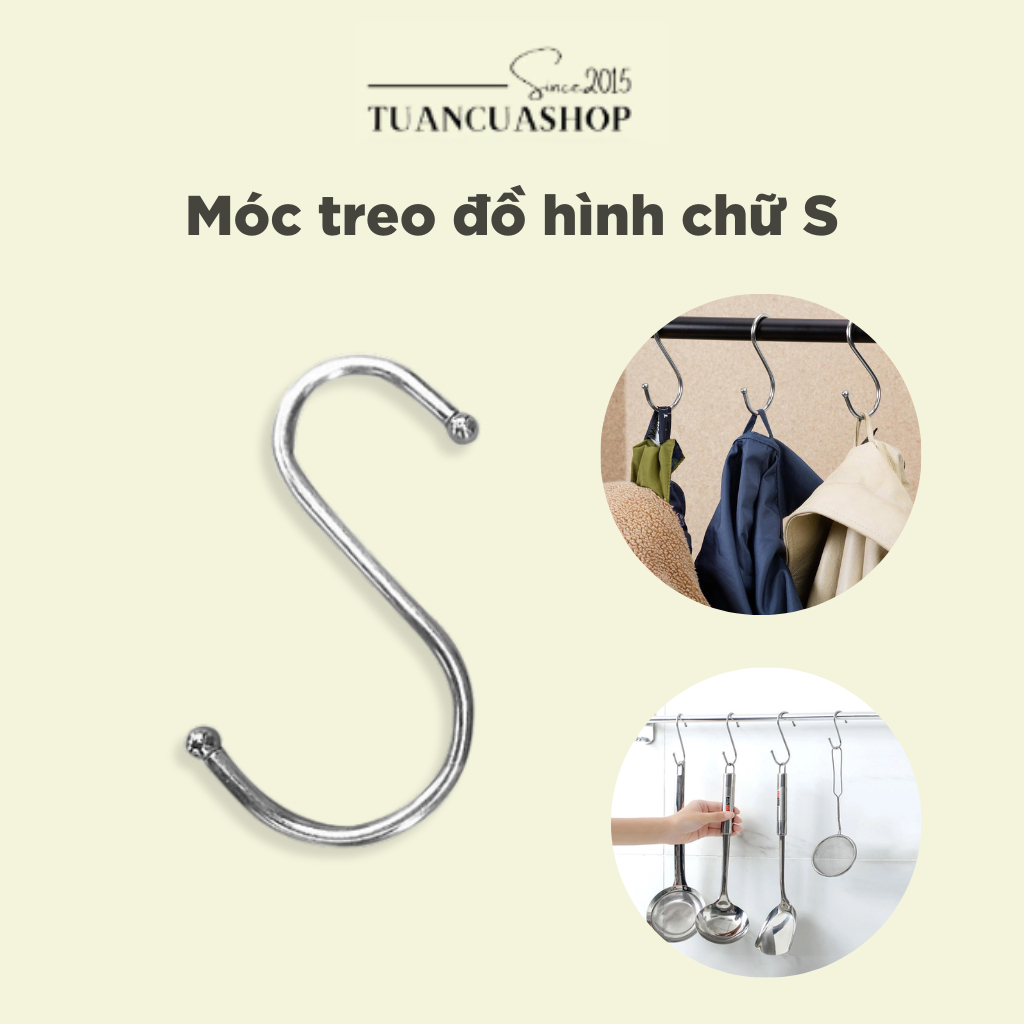 Móc treo đồ bằng thép không gỉ 304 kiểu chữ S, Móc treo đồ đa năng chữ ...