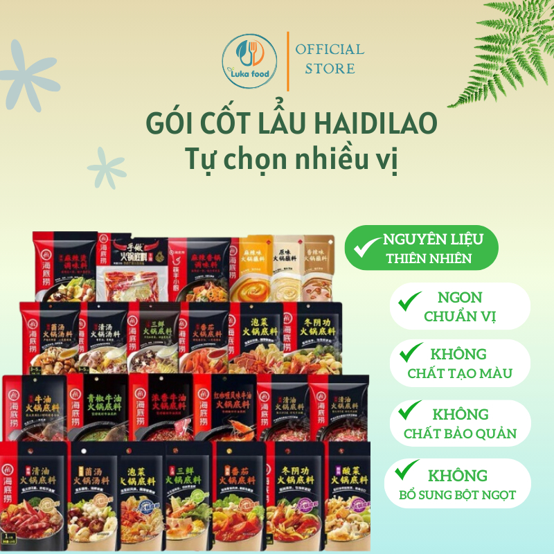 Gia Vị Lẩu Haidilao Nội Địa Trung Tự Chọn 8 Vị- Gói Cốt Lẩu Cô Đặc Nấu Tại Nhà Chuẩn Vị Nhà Hàng (200g/220g) Luka Food