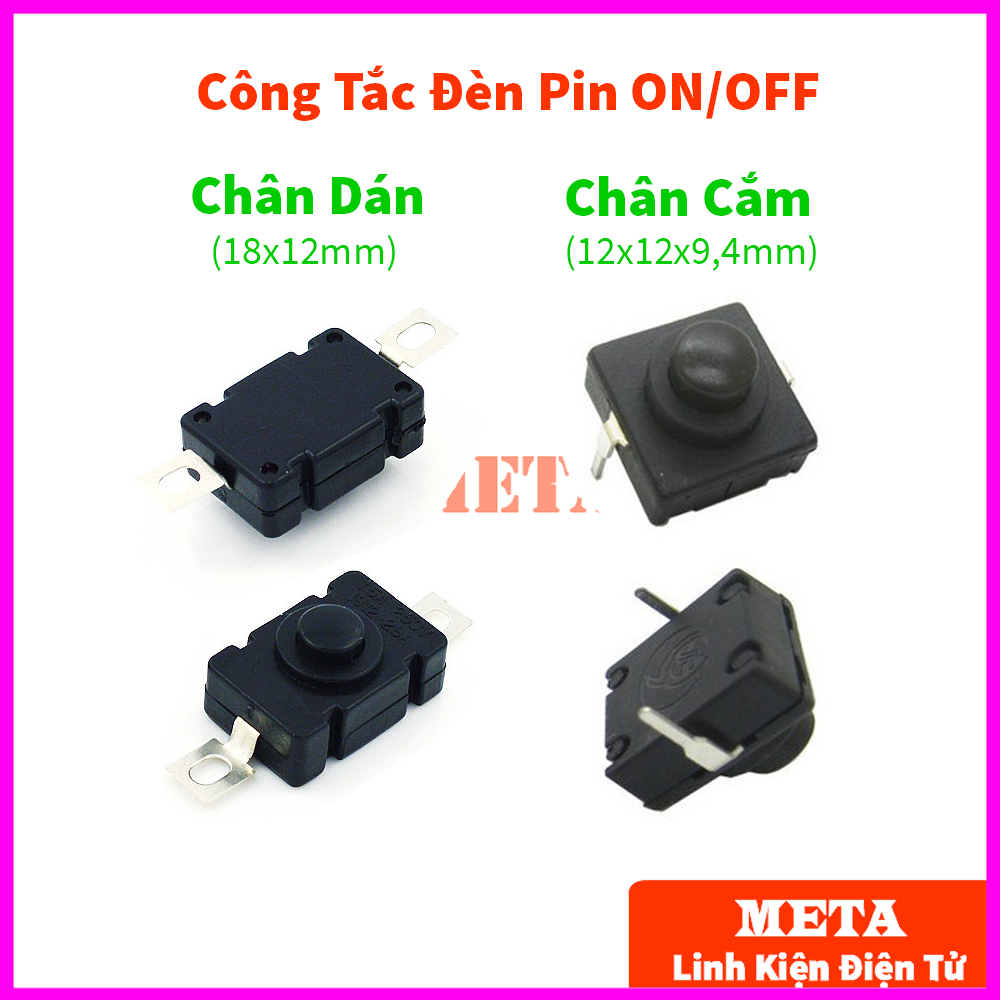 Công tắc đèn pin KAN28 có 2 chế độ ON/OFF chân cắm/chân dán, nút nhấn ...