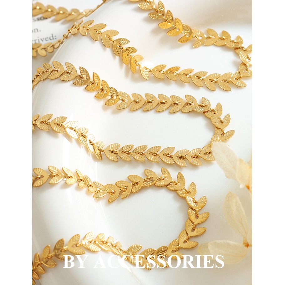 Choker vòng cổ nữ titan kiểu chiếc lá cách điệu song song mạ vàng 18K thời trang không gỉ BY ACCESSORIES