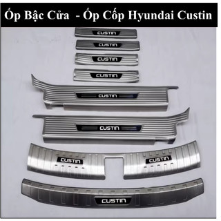 Ốp Bậc Cửa ,Hyundai Custin , Custo Đời 2023 Nẹp Bước Chân Màu Titan , Màu Bạc, Tặng Kèm Băng Keo
