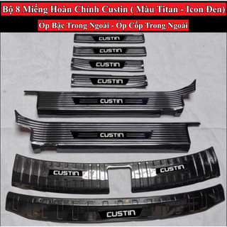 Ốp Bậc Cửa ,Hyundai Custin , Custo Đời 2023 Nẹp Bước Chân Màu Titan , Màu Bạc, Tặng Kèm Băng Keo