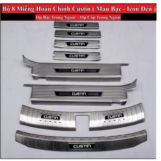 Ốp Bậc Cửa ,Hyundai Custin , Custo Đời 2023 Nẹp Bước Chân Màu Titan , Màu Bạc, Tặng Kèm Băng Keo