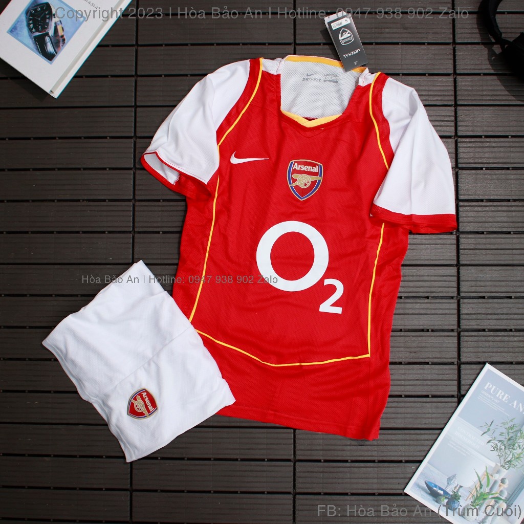 Set Bộ Quần Áo Bóng Đá, Đồ Đá Banh Retro Arsenal mùa 2004/2005 Sân Nhà ...