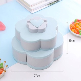 Khay Mứt Tết 2 Tầng Xoay 360 Độ Nhựa Cao Cấp, Hộp Đựng Mứt Bánh Kẹo Tết Hình Hoa 10 Cánh