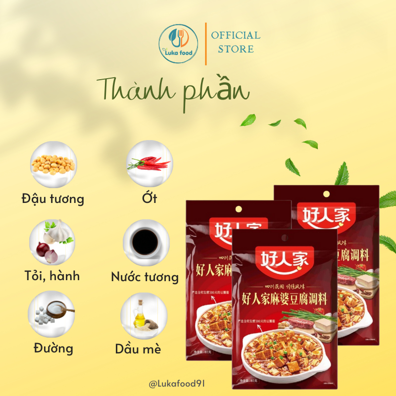 Sốt Đậu Hũ Tứ Xuyên Lee Kum Kee 80g - Gia Vị Nấu Mapo Tofu Chuẩn Vị Hoa Thơm Cay, Đậm Đà, Tiện Lợi Luka Food