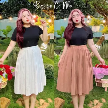 Chân váy dài bigsize nữ ulzzang dáng xòe, chân váy dập ly bigsize phong cách hàn quốc qua gối Chuppy - CV12