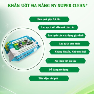 Combo 10 gói (kèm quà) khăn ướt lau bếp đa năng NY SUPPER CLEAN 50 tờ lớn 25 x 33 cm | Như Ý Company