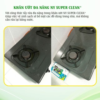 Combo 10 gói (kèm quà) khăn ướt lau bếp đa năng NY SUPPER CLEAN 50 tờ lớn 25 x 33 cm | Như Ý Company