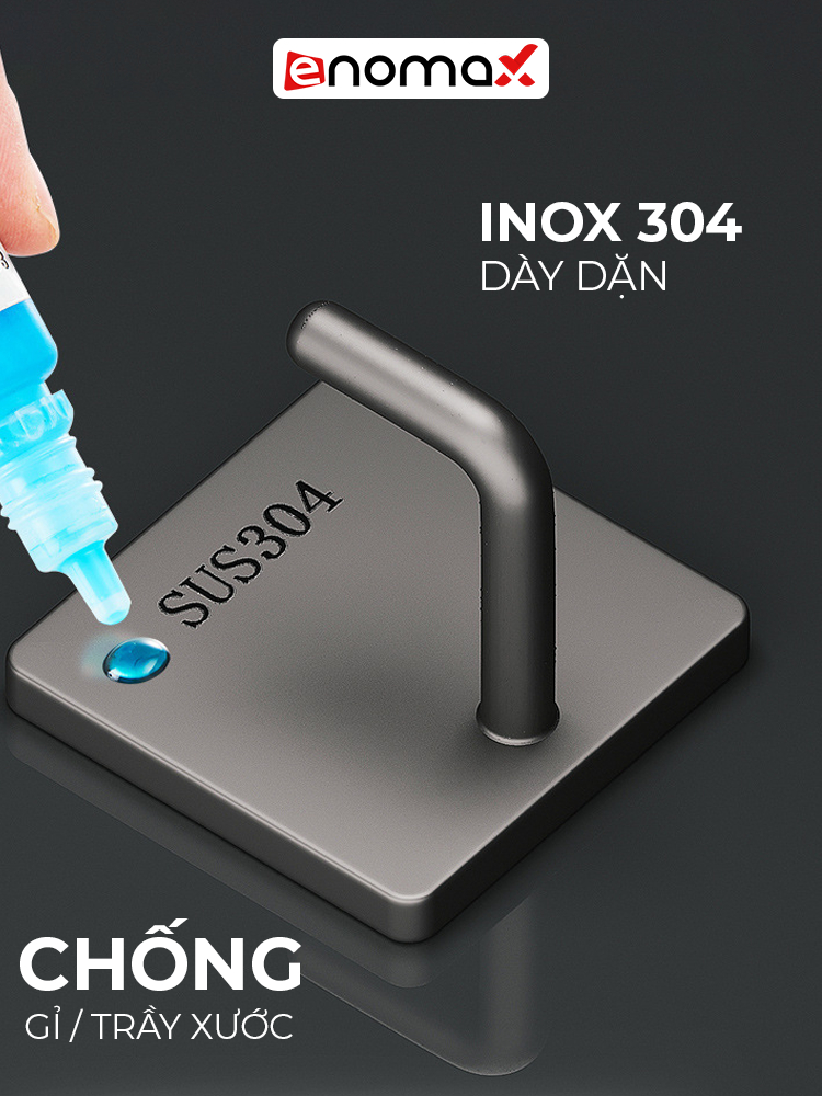 Ảnh Móc dán tường ENOMAX chịu lực treo đồ đa năng, chất liệu Inox 304, lắp đặt không cần khoan. Bảo hành 1 năm (Eno 0207) 4
