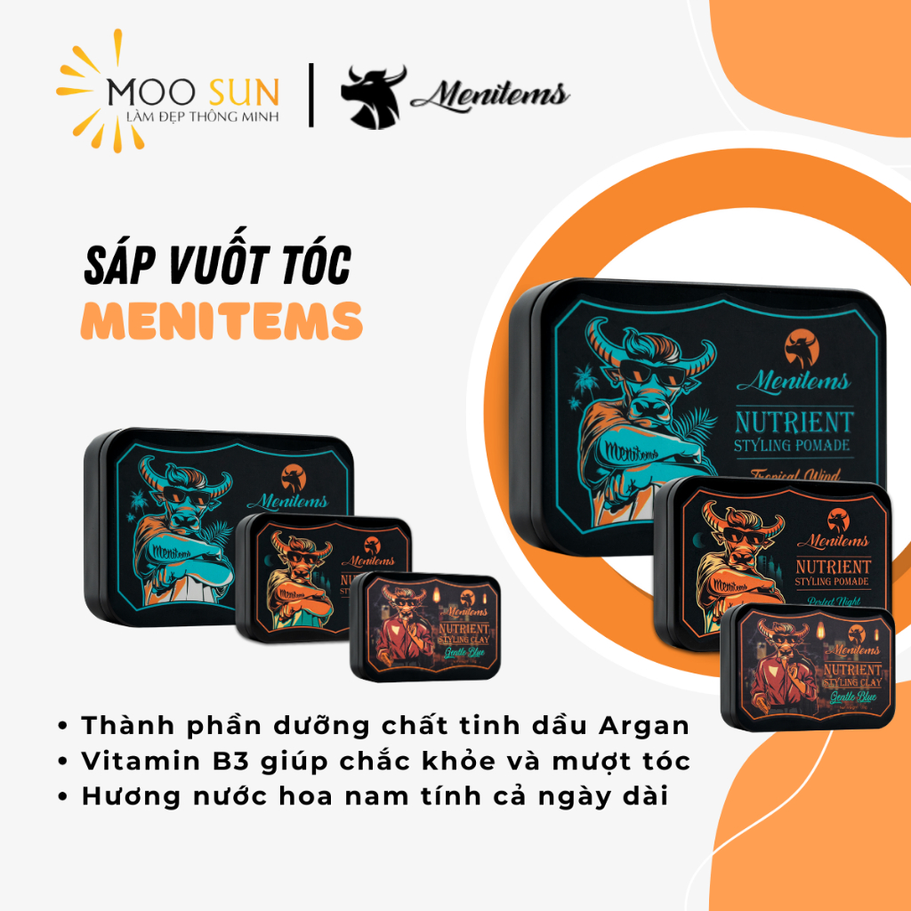 Ảnh Sáp vuốt tóc Menitems, sáp tóc pomade, giữ nếp, tạo kiểu tự nhiên cả ngày dài, nước hoa lưu hương lâu Tropical Wind 1