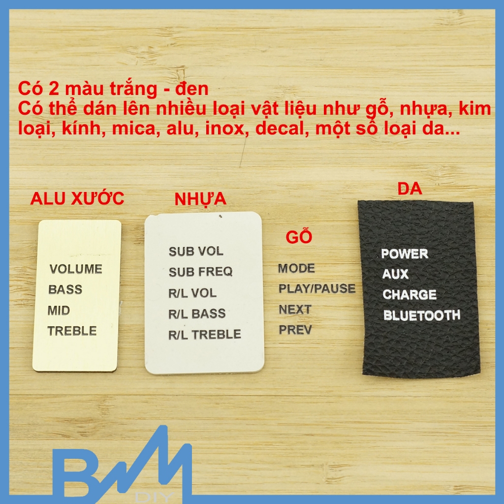 Bộ chữ chức năng cho loa dạng dán cao 3mm