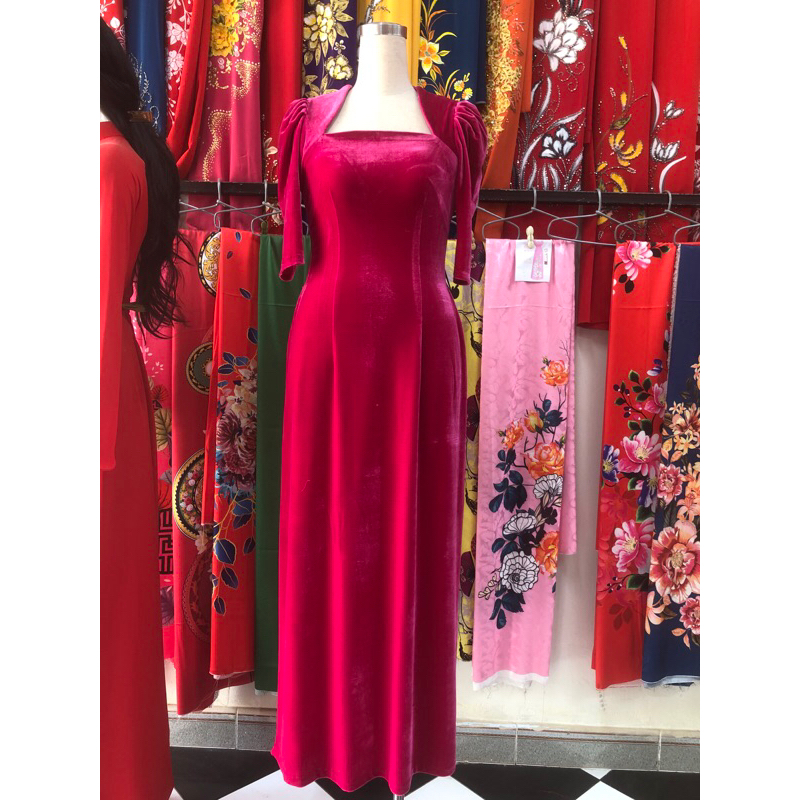 áo dài nhung co giãn 4 chiều