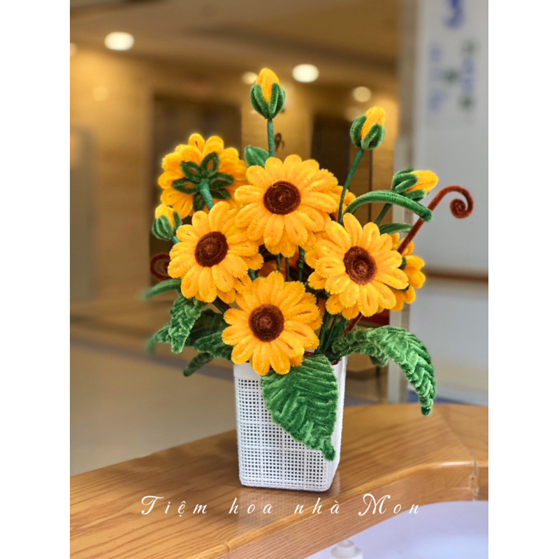 Giỏ hoa hướng dương bằng kẽm nhung [ làm sẵn] | Shopee Việt Nam