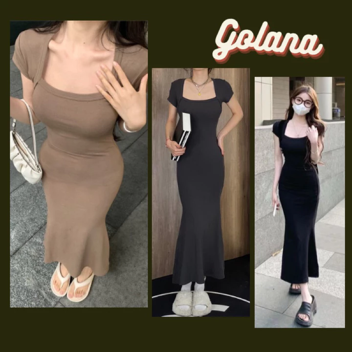 Đầm Body Dáng Dài Đuôi Cá Len Tăm, Váy ôm body sexy Hai Dây 3 Màu tôn dáng cực đỉnh( có bigsize)( Có Sẵn-Giao ngay)