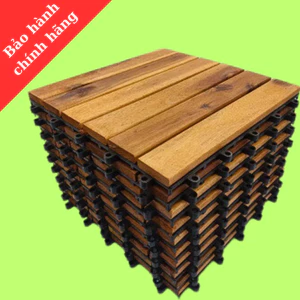 Combo 10 vỉ gỗ tự nhiên lót sàn trang trí ban công sân vườn,miếng lót sàn ngoài trời loại 6 nan
