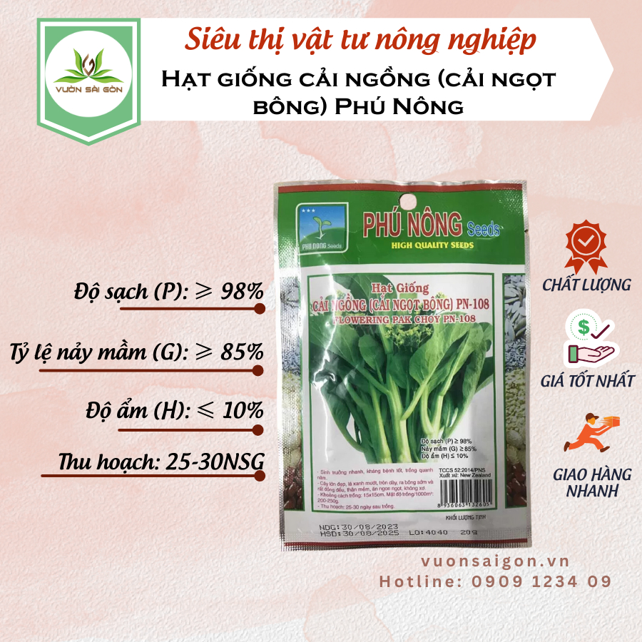 Hạt giống cải ngồng (cải ngọt bông) Phú Nông 2