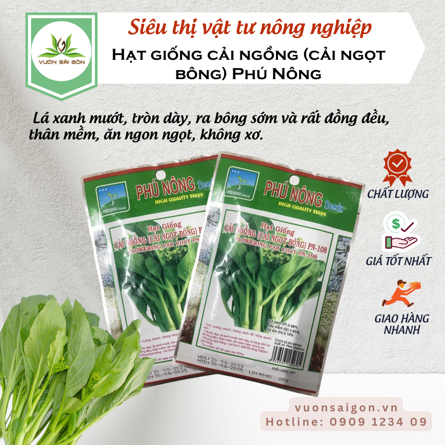 Hạt giống cải ngồng (cải ngọt bông) Phú Nông 1