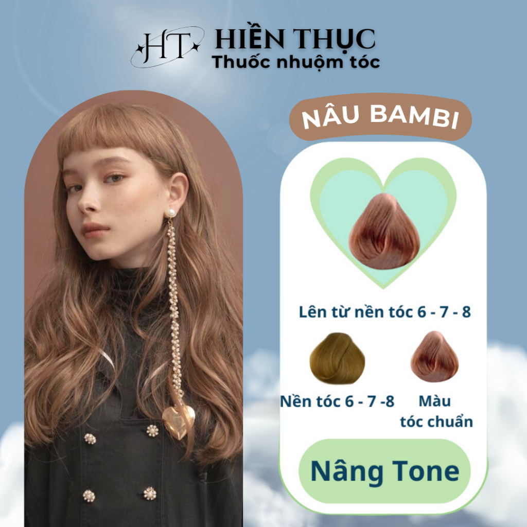 Thuốc nhuộm tóc màu Nâu Bambi tặng kèm dụng cụ nhuộm | Thuốc nhuộm tóc Hiền Thục