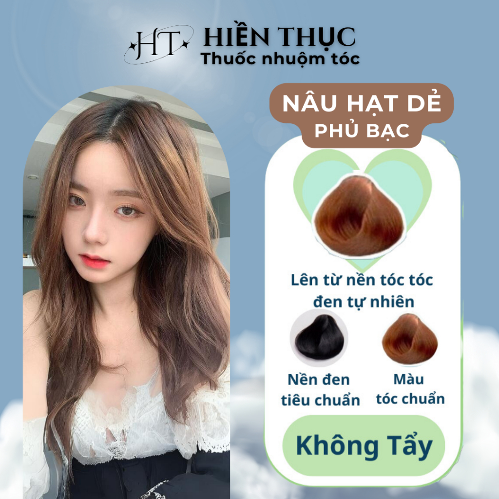 Thuốc nhuộm tóc màu Nâu Hạt Dẻ tặng kèm dụng cụ nhuộm | Thuốc nhuộm tóc Hiền Thục