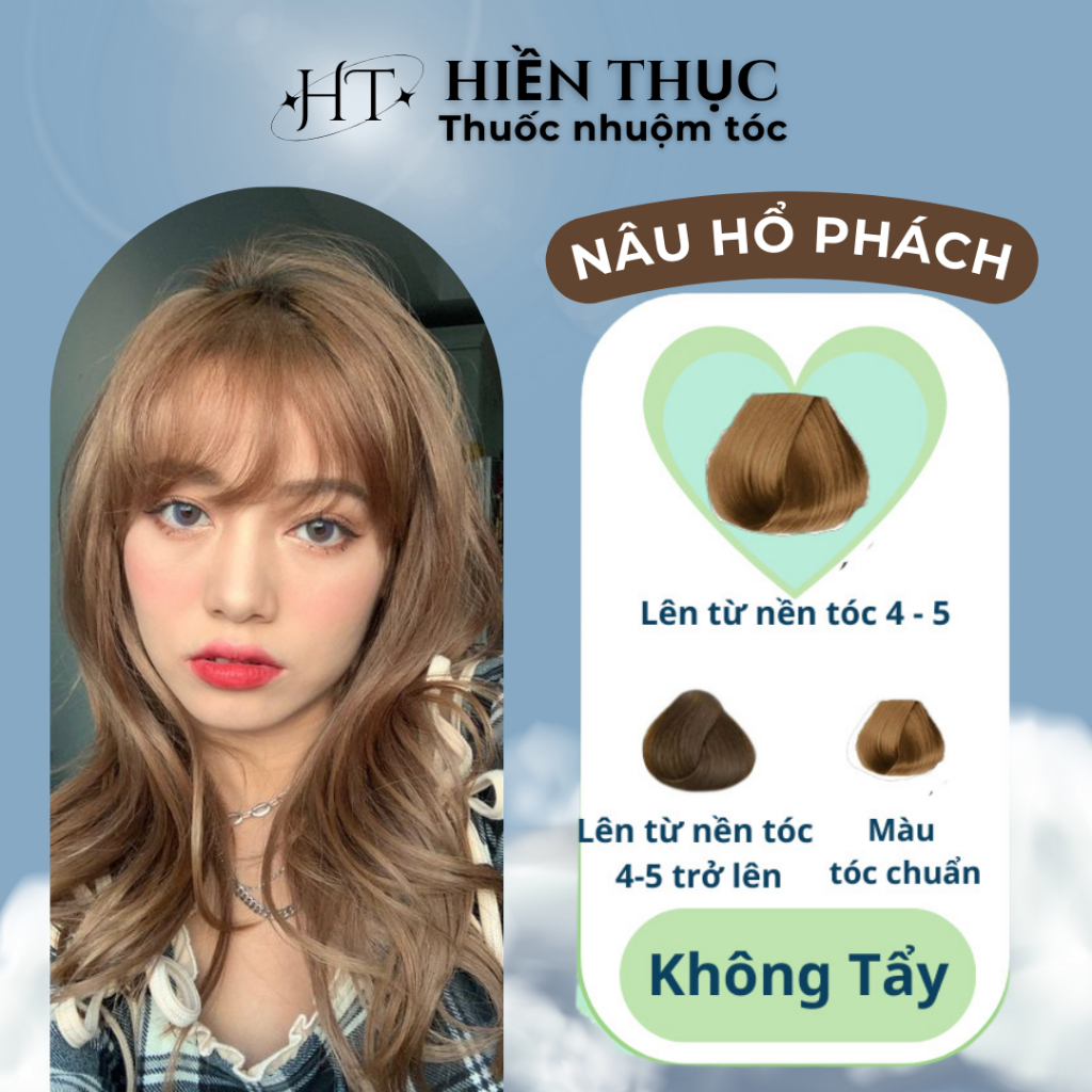 Thuốc nhuộm tóc màu Nâu Hổ Phách tặng kèm dụng cụ nhuộm | Thuốc nhuộm tóc Hiền Thục