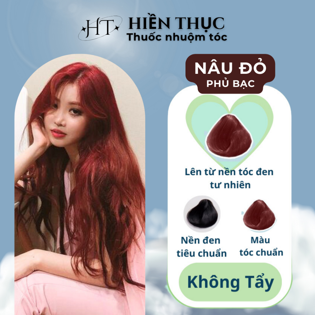 Thuốc nhuộm tóc màu Nâu Đỏ tặng kèm dụng cụ nhuộm | Thuốc nhuộm tóc Hiền Thục