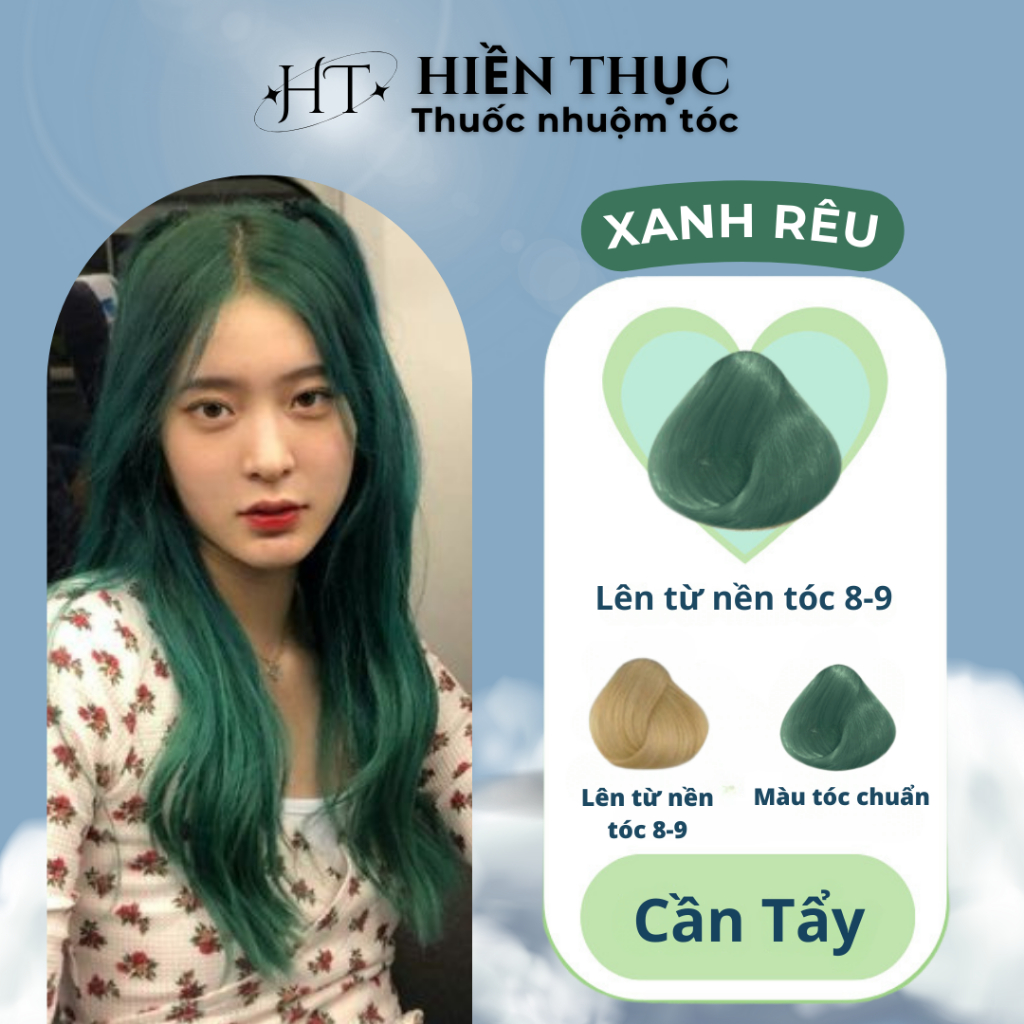 Thuốc nhuộm tóc màu Xanh Rêu tặng kèm dụng cụ nhuộm | Thuốc nhuộm tóc Hiền Thục
