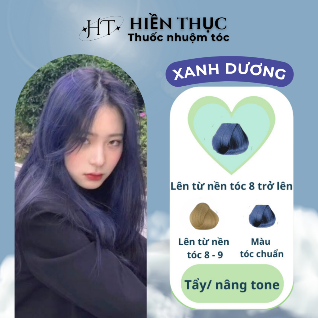 Thuốc nhuộm tóc màu Xanh Dương tặng kèm dụng cụ nhuộm | Thuốc nhuộm tóc Hiền Thục