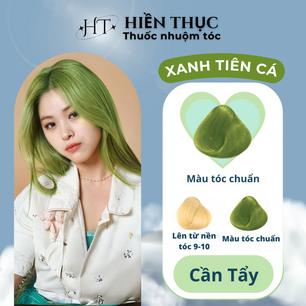 Thuốc nhuộm tóc màu Xanh Lá tặng kèm dụng cụ nhuộm | Thuốc nhuộm tóc Hiền Thục