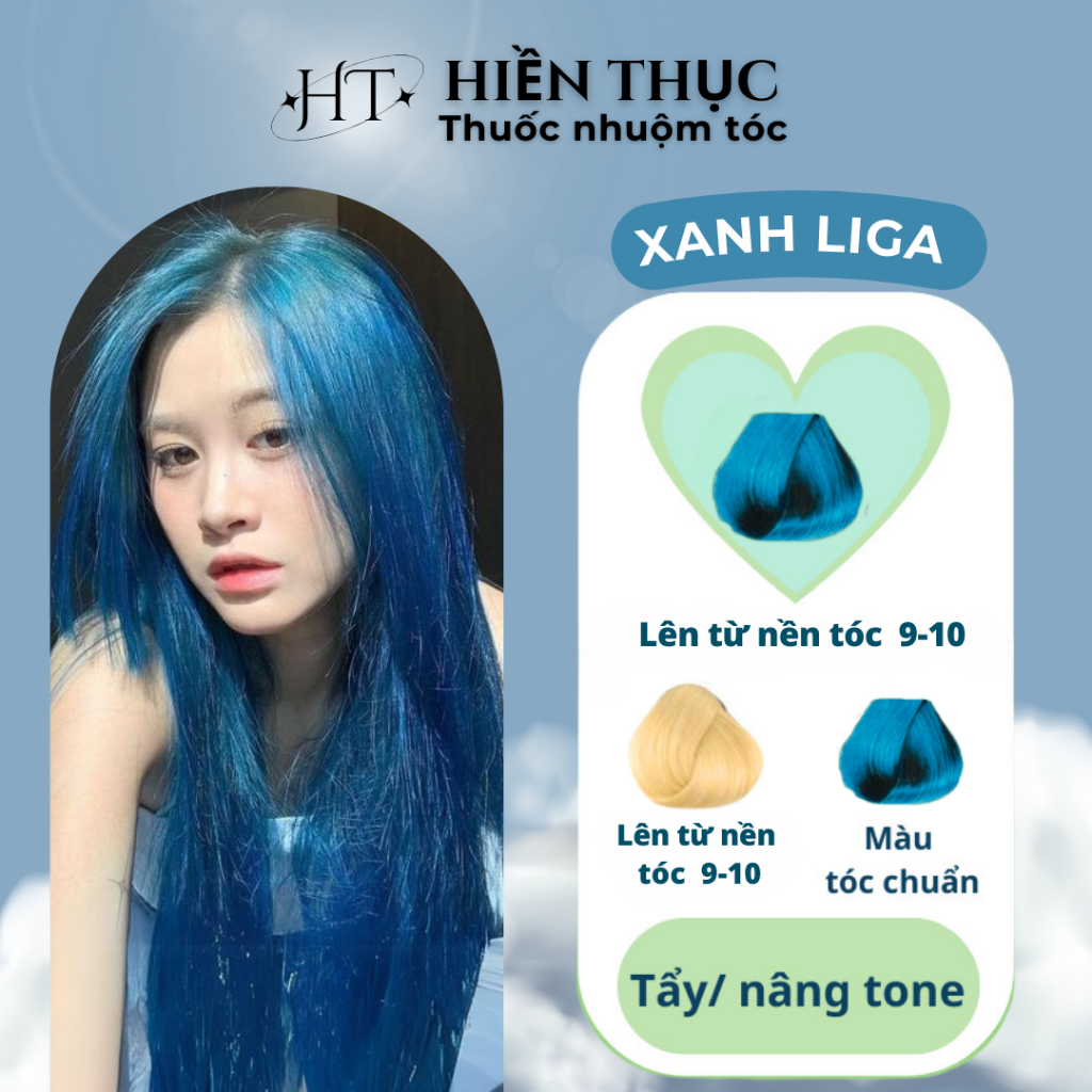 Thuốc nhuộm tóc màu Xanh Liga tặng kèm dụng cụ nhuộm | Thuốc nhuộm tóc Hiền Thục