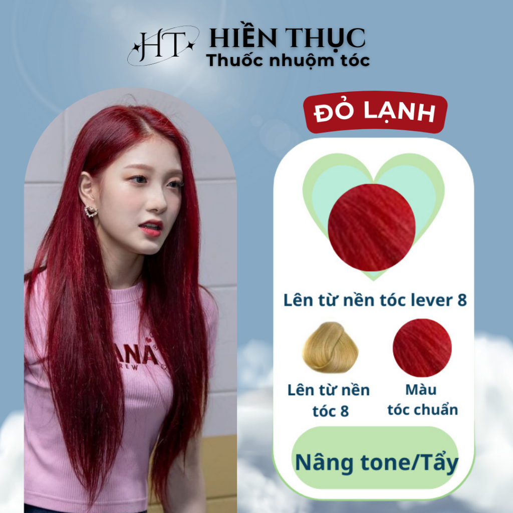 Thuốc nhuộm tóc màu Đỏ Lạnh tặng kèm dụng cụ nhuộm | Thuốc nhuộm tóc Hiền Thục