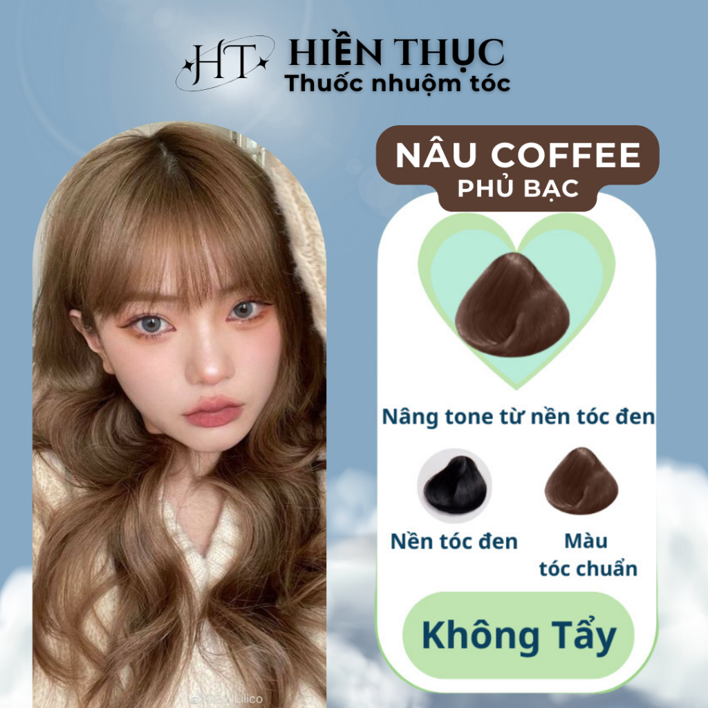 Thuốc nhuộm tóc màu Nâu Coffee tặng kèm dụng cụ nhuộm tóc | Thuốc nhuộm tóc Hiền Thục