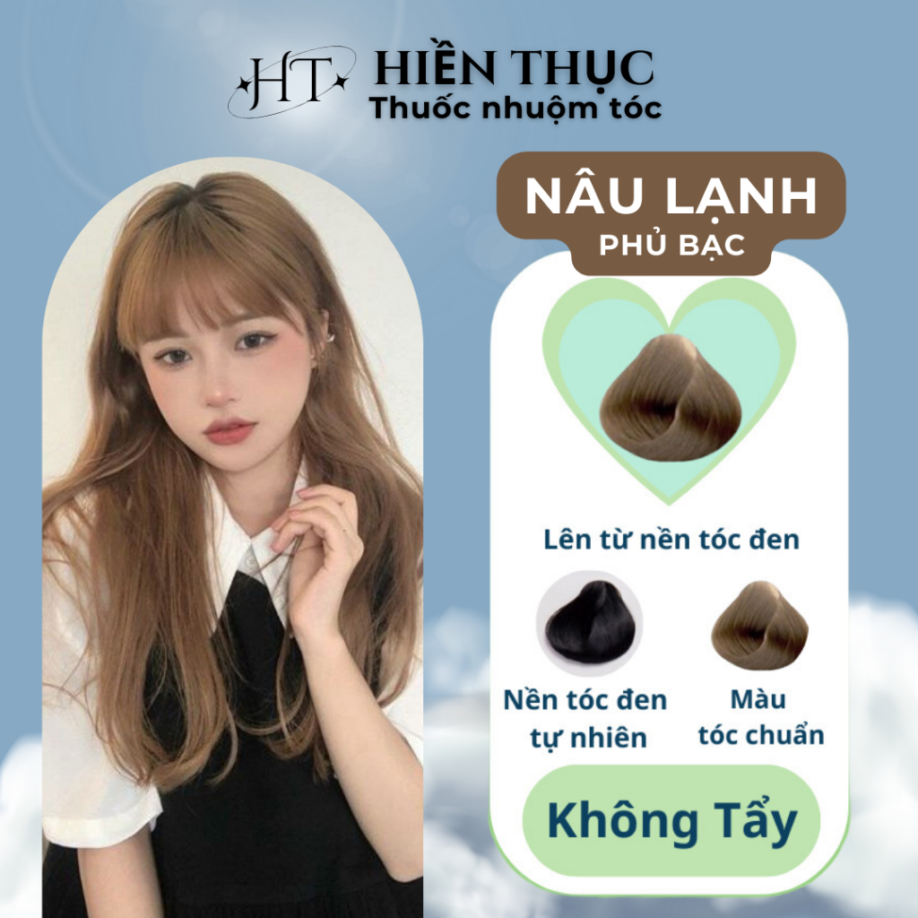 Thuốc nhuộm tóc màu Nâu Lạnh tặng kèm dụng cụ nhuộm tóc | Thuốc nhuộm tóc Hiền Thục