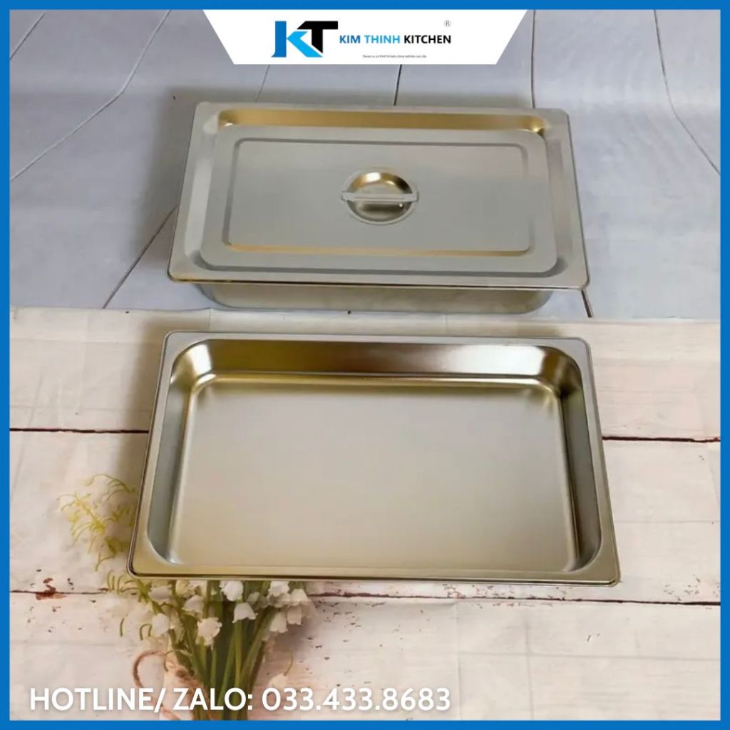 Khay Inox GN 1/1, Khay Đựng Thạch Topping Trà Sữa Inox 304 Nhiều Kích Cỡ Cao Cấp.