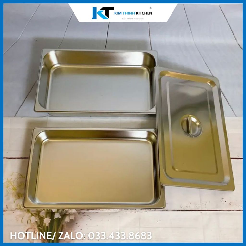 Khay Inox GN 1/1, Khay Đựng Thạch Topping Trà Sữa Inox 304 Nhiều Kích Cỡ Cao Cấp.