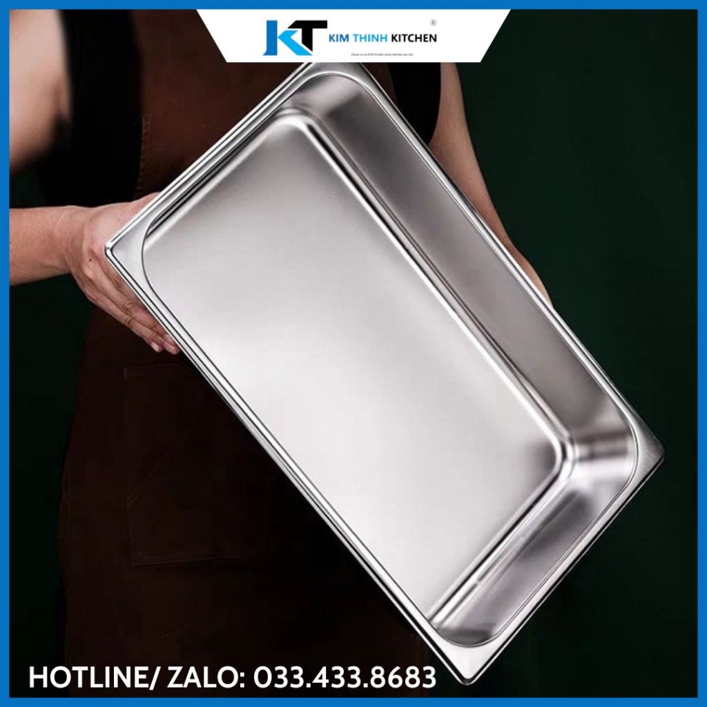 Khay Inox GN 1/1, Khay Đựng Thạch Topping Trà Sữa Inox 304 Nhiều Kích Cỡ Cao Cấp.