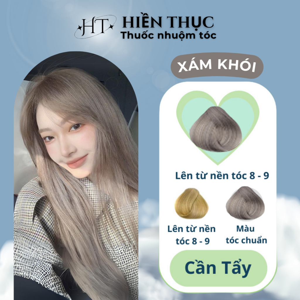 Thuốc nhuộm tóc màu Xám Khói tặng kèm dụng cụ nhuộm | Thuốc nhuộm tóc Hiền Thục