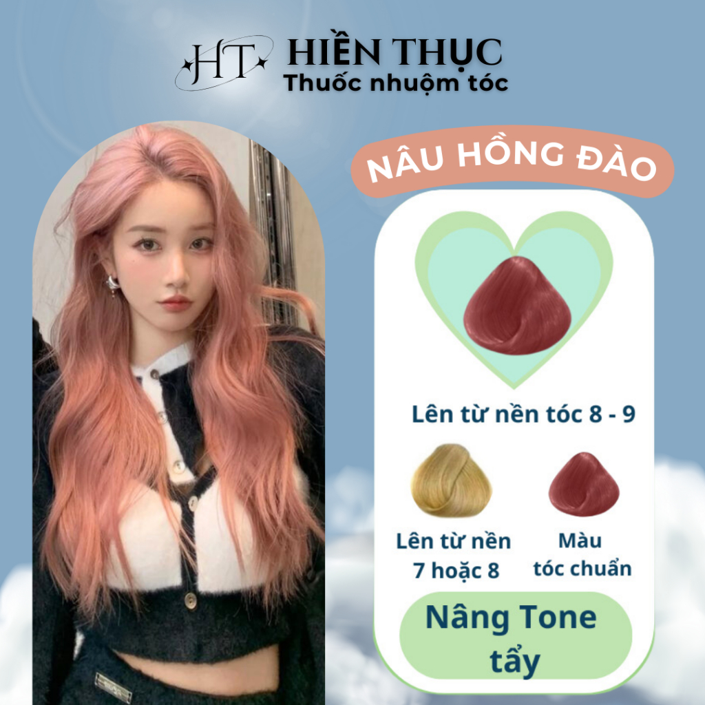 Thuốc nhuộm tóc màu Nâu Hồng Đào tặng kèm dụng cụ nhuộm | Thuốc nhuộm tóc Hiền Thục