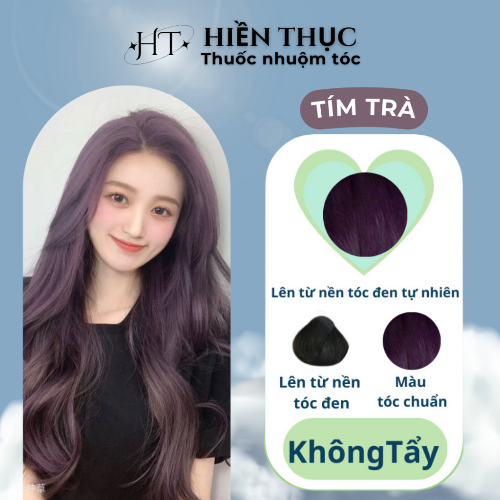 Thuốc nhuộm tóc màu Tím Trà tặng kèm dụng cụ nhuộm | Thuốc nhuộm tóc Hiền Thục
