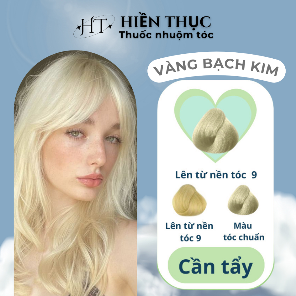 Thuốc nhuộm tóc màu Vàng Bạch Kim tặng kèm dụng cụ nhuộm | Thuốc nhuộm tóc Hiền Thục