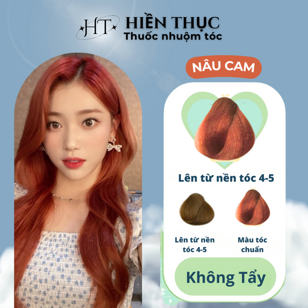 Thuốc nhuộm tóc màu Nâu Cam tặng kèm dụng cụ nhuộm | Thuốc nhuộm tóc Hiền Thục