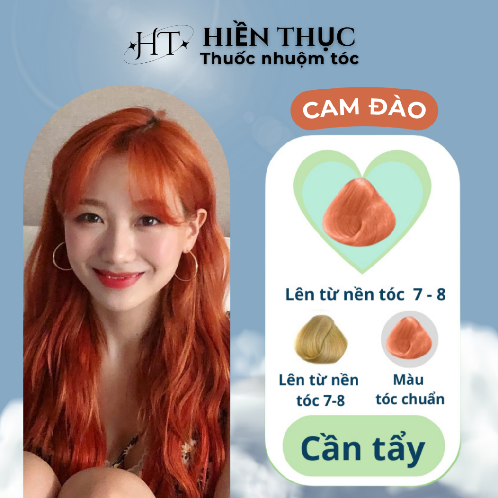 Thuốc nhuộm tóc màu Cam Đào tặng kèm dụng cụ nhuộm | Thuốc nhuộm tóc Hiền Thục