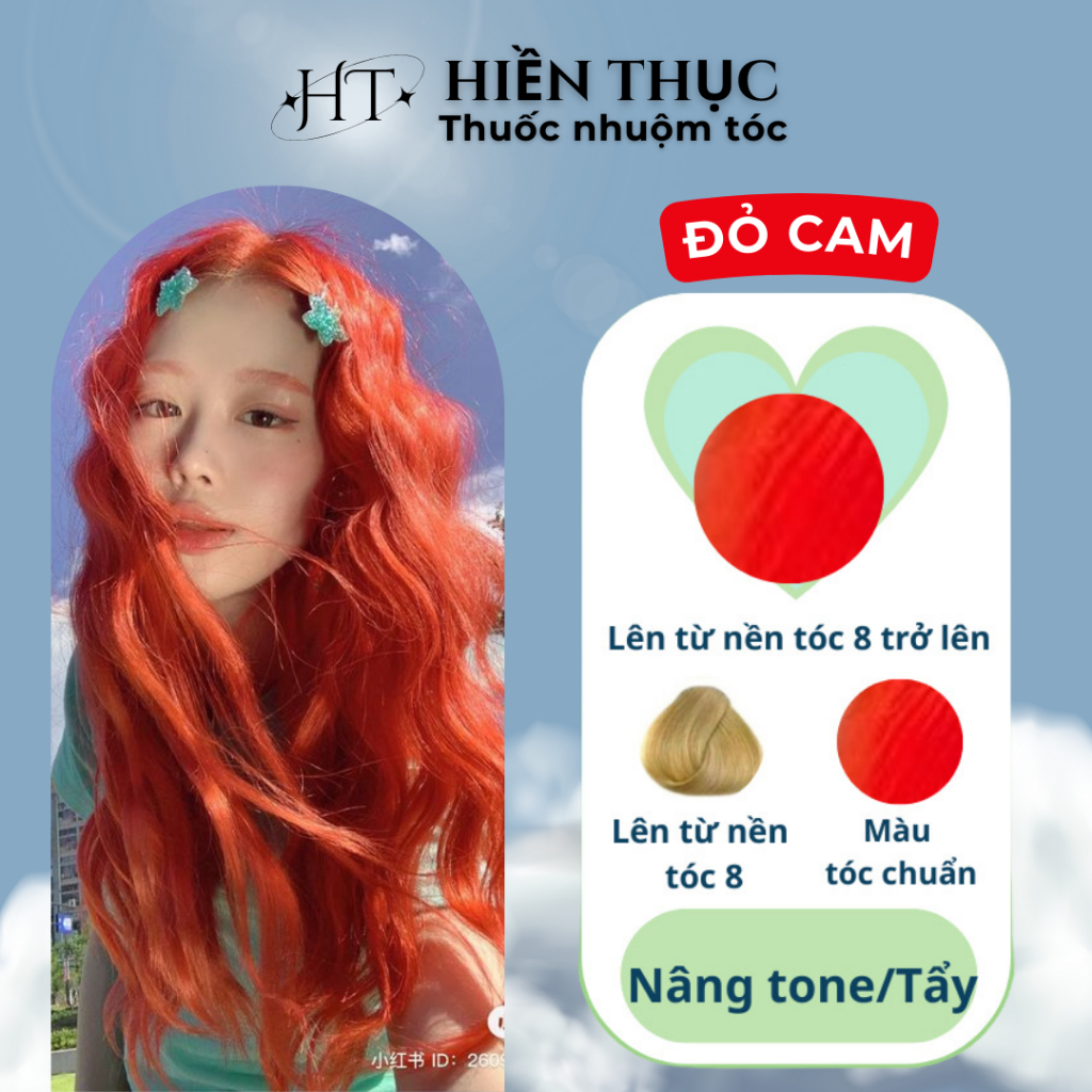 Thuốc nhuộm tóc màu Đỏ Cam tặng kèm dụng cụ nhuộm | thuốc nhuộm tóc Hiền Thục