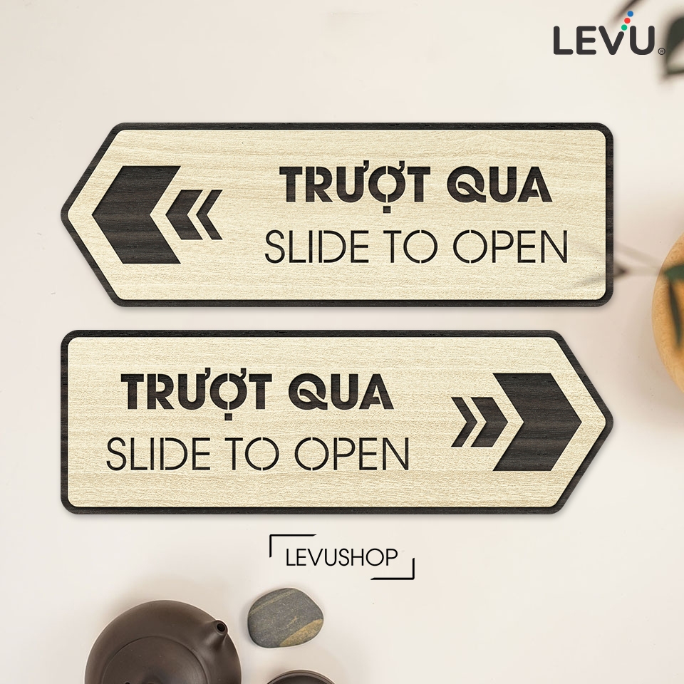 Bảng gỗ slide to open (trượt qua để mở cửa) LEVU-TP14